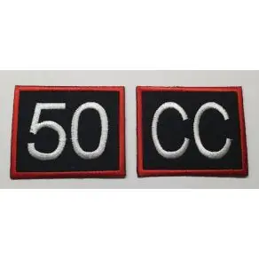 50 CC MÆRKER 2 STK DER HVER MÅLER 6 X 5 CM - Knallert 50cc
